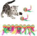 Fur Ball Cat Toy-interactive-cat-toy-ball-fur-lightweight-soft-rainbow colour-bright colours-feather
