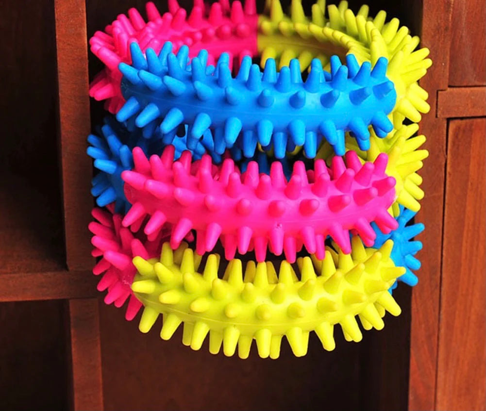 Ring Teether for Dogs-colourful-teething-ring-toy-dogs-training-natural rubber-dental nubs-dental care
