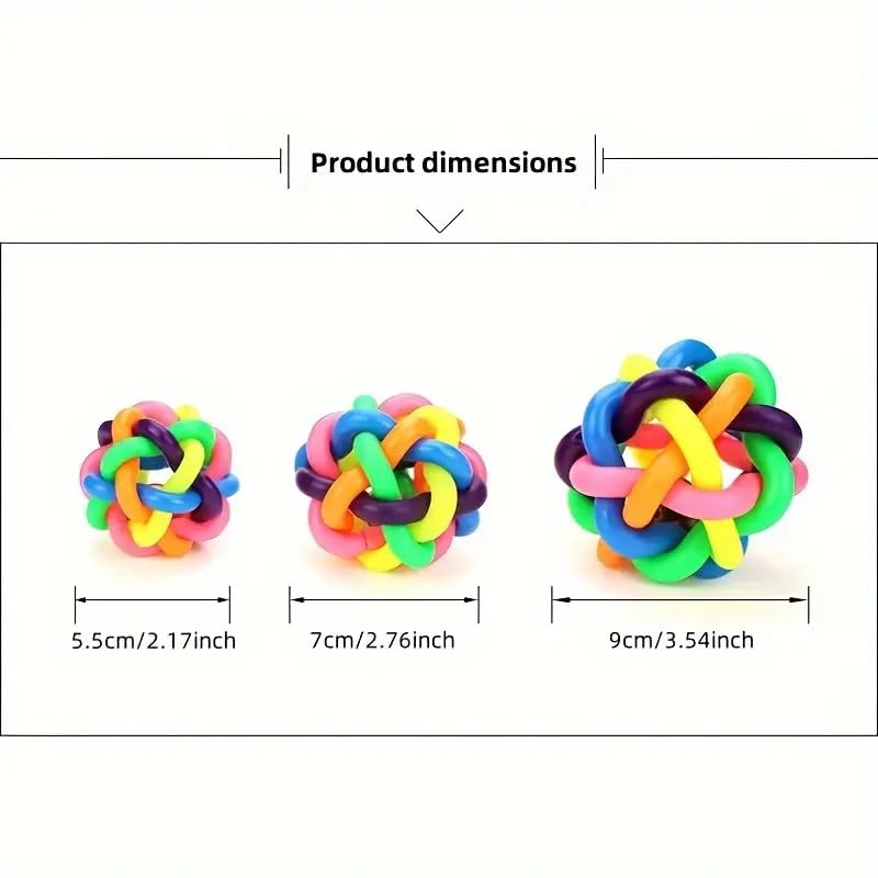 Teether ball with bell- pet-cats-dogs-toy-ball-teether-bell-colourful-extra-tough-non-toxic rubber