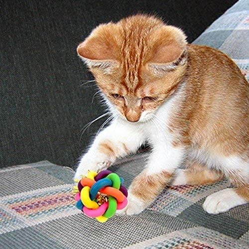 Teether ball with bell- pet-cats-dogs-toy-ball-teether-bell-colourful-extra-tough-non-toxic rubber