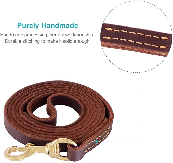 Leather-Leash-Dogs-Brass Buckle-tensile resistance-crack resistance-wear resistance.-Heavy Duty- Genuine Leather-Sturdy-Ergonomic