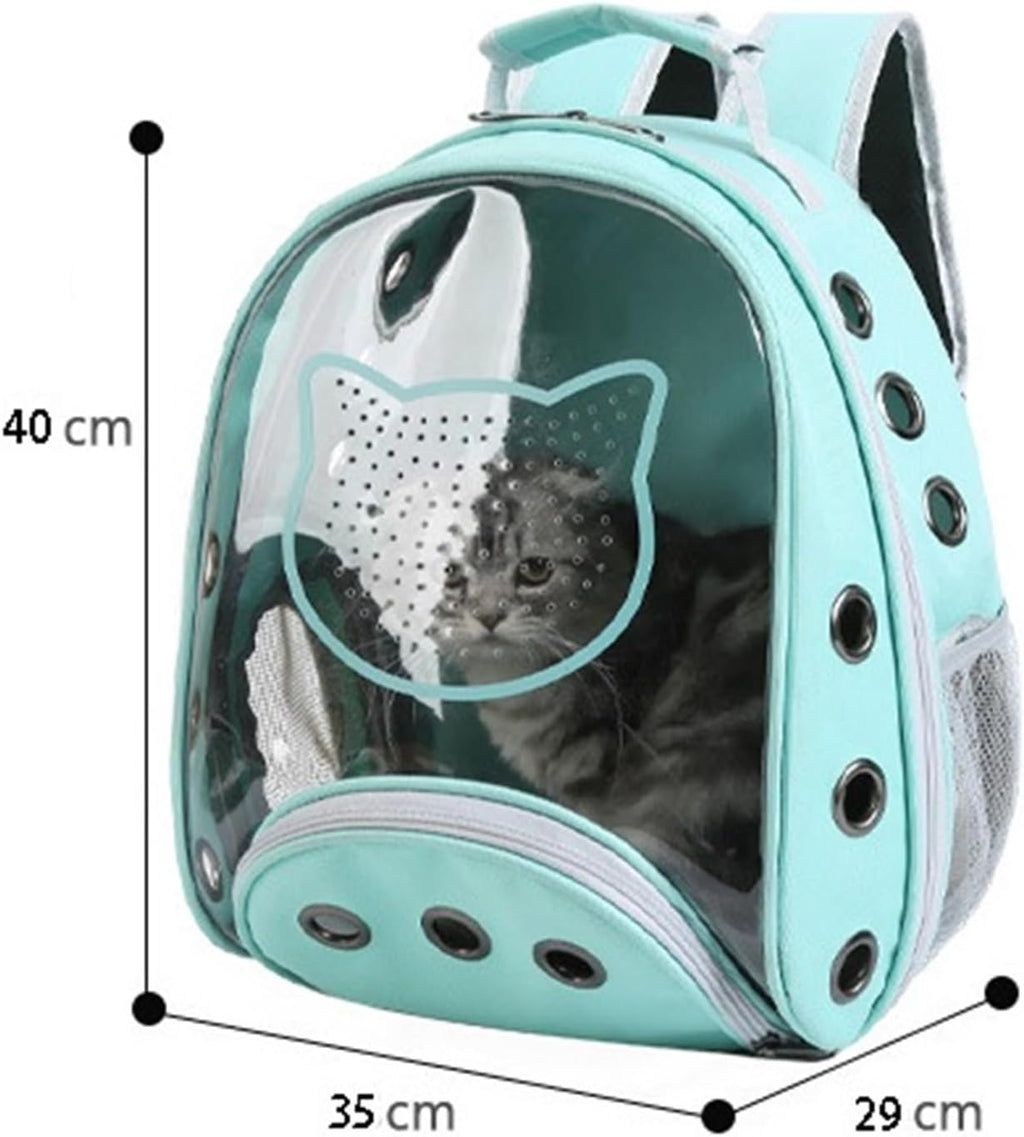 Pet carrier with a cat face design. Pet-carrier-bag pack-portable-breathable-high quality-transparent-window-travel-bag