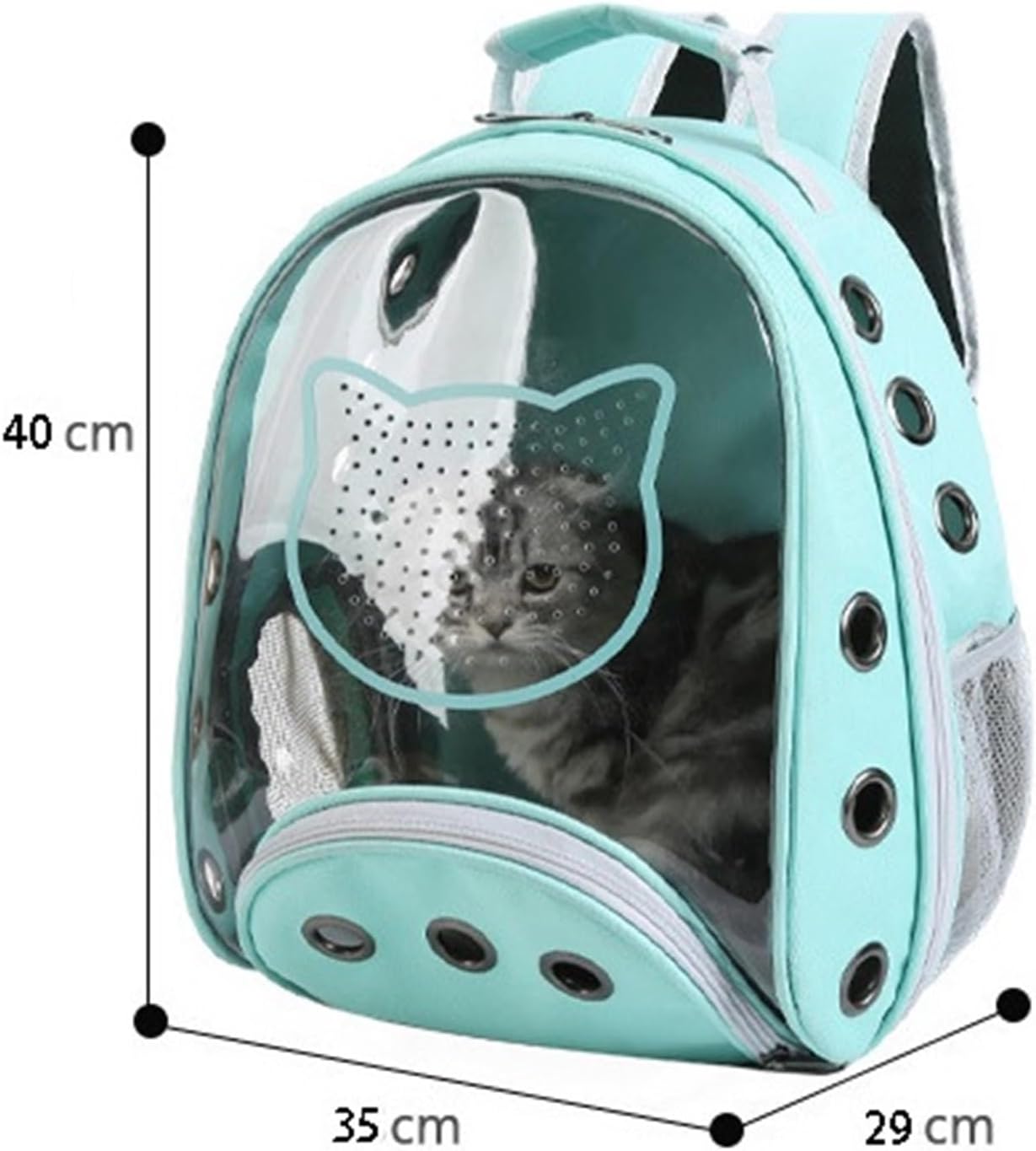 Pet carrier with a cat face design. Pet-carrier-bag pack-portable-breathable-high quality-transparent-window-travel-bag