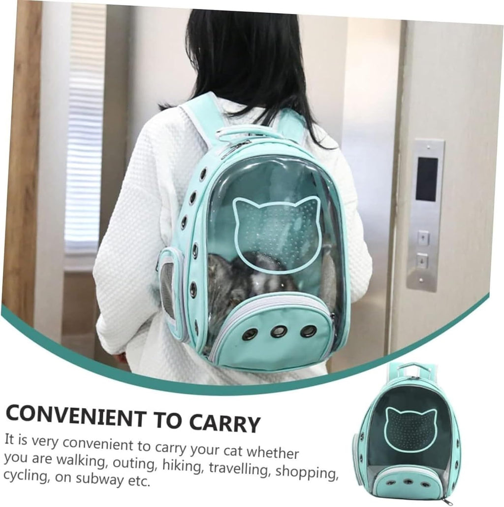 Pet carrier with a cat face design. Pet-carrier-bag pack-portable-breathable-high quality-transparent-window-travel-bag