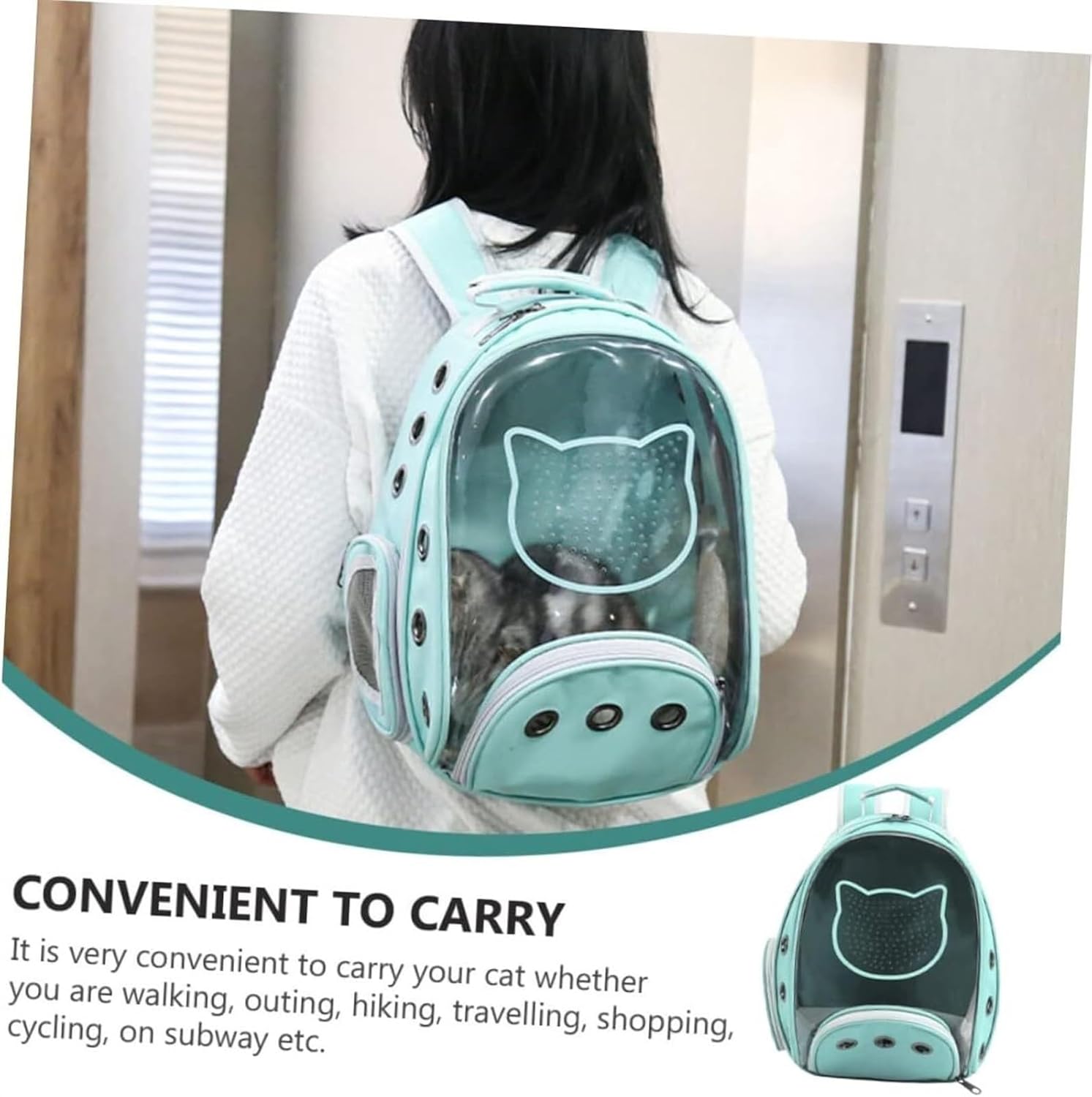 Pet carrier with a cat face design. Pet-carrier-bag pack-portable-breathable-high quality-transparent-window-travel-bag