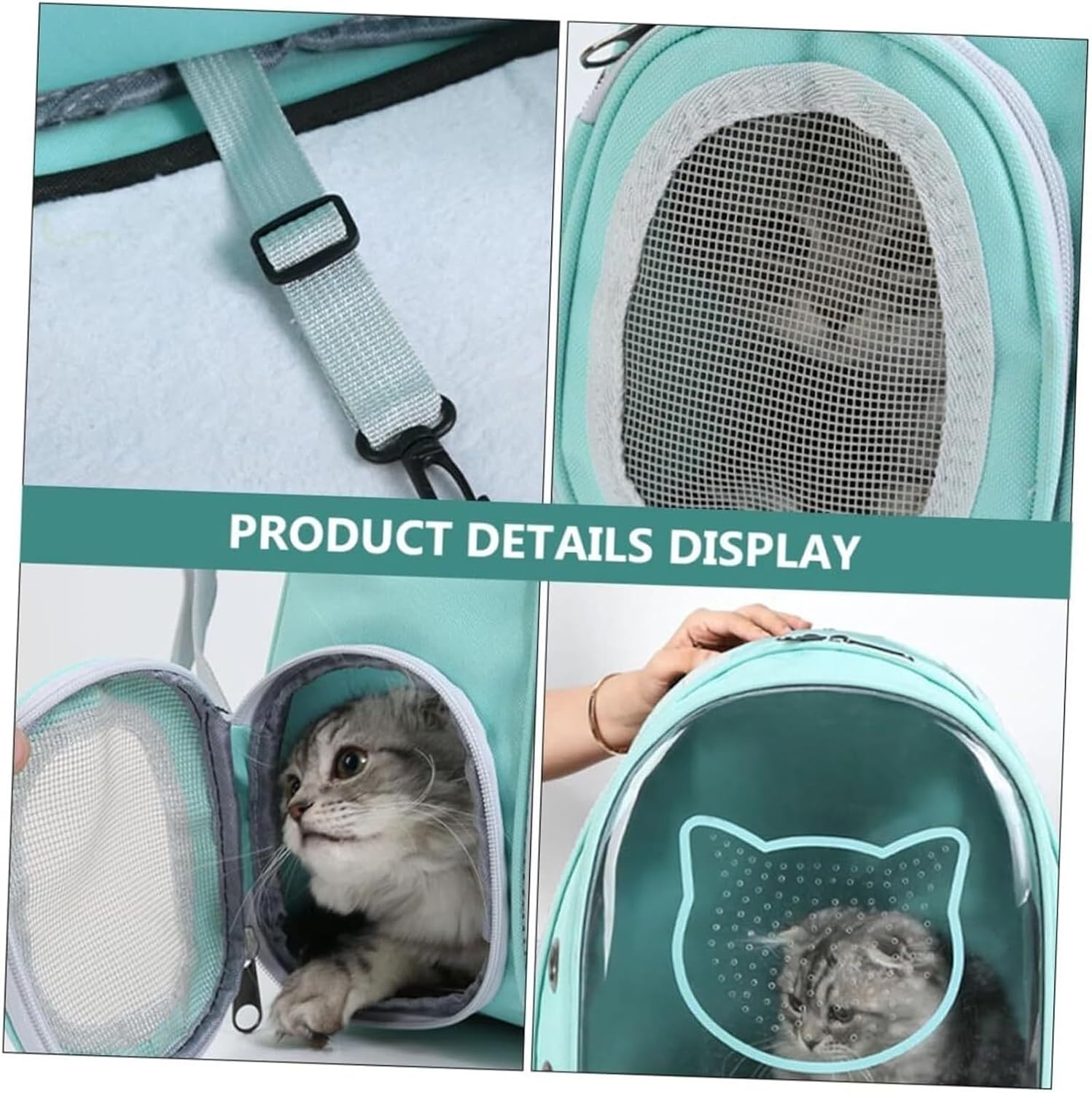Pet carrier with a cat face design. Pet-carrier-bag pack-portable-breathable-high quality-transparent-window-travel-bag
