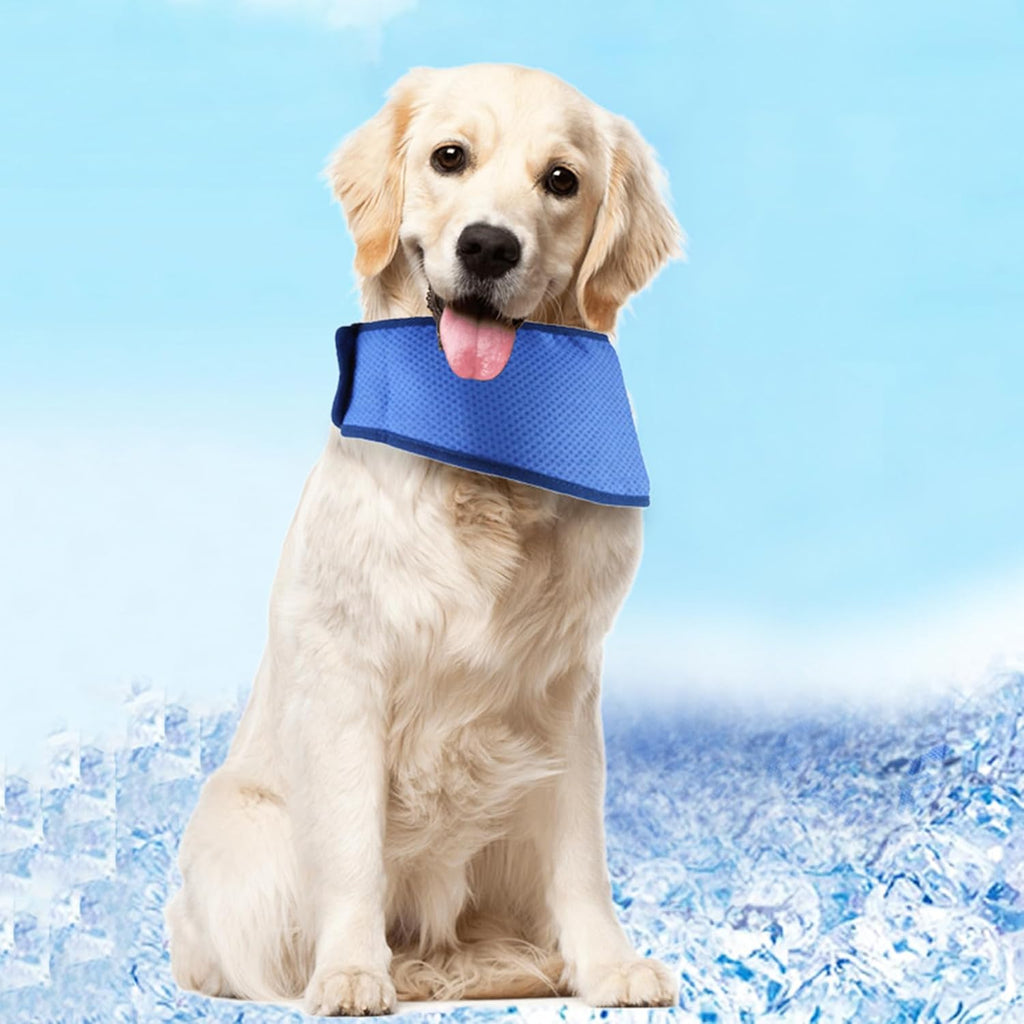 Pet cooling collar offers a quick and effective way to cool your pet in hot weather and prevent overheating. Cooling-gel-pad-breathable material- 8 hours of cooling- foldable-portable