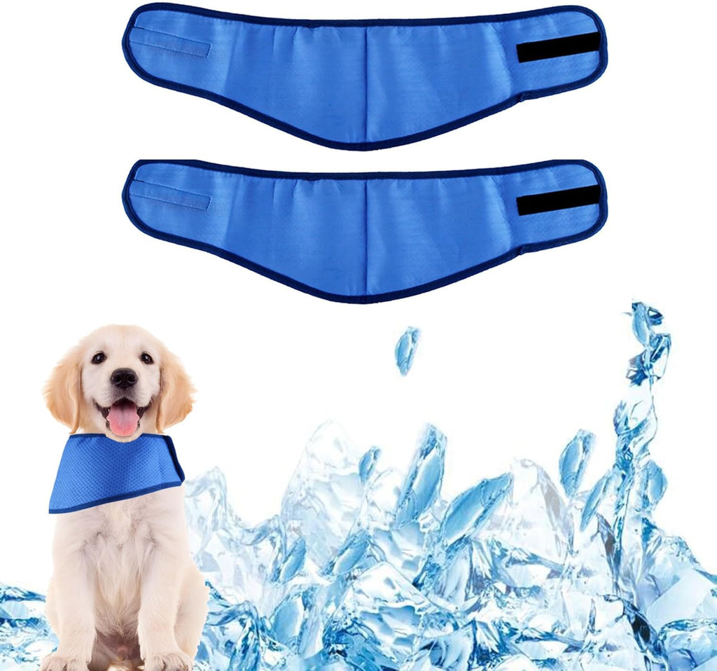 Pet cooling collar offers a quick and effective way to cool your pet in hot weather and prevent overheating. Cooling-gel-pad-breathable material- 8 hours of cooling- foldable-portable-small-medium-large