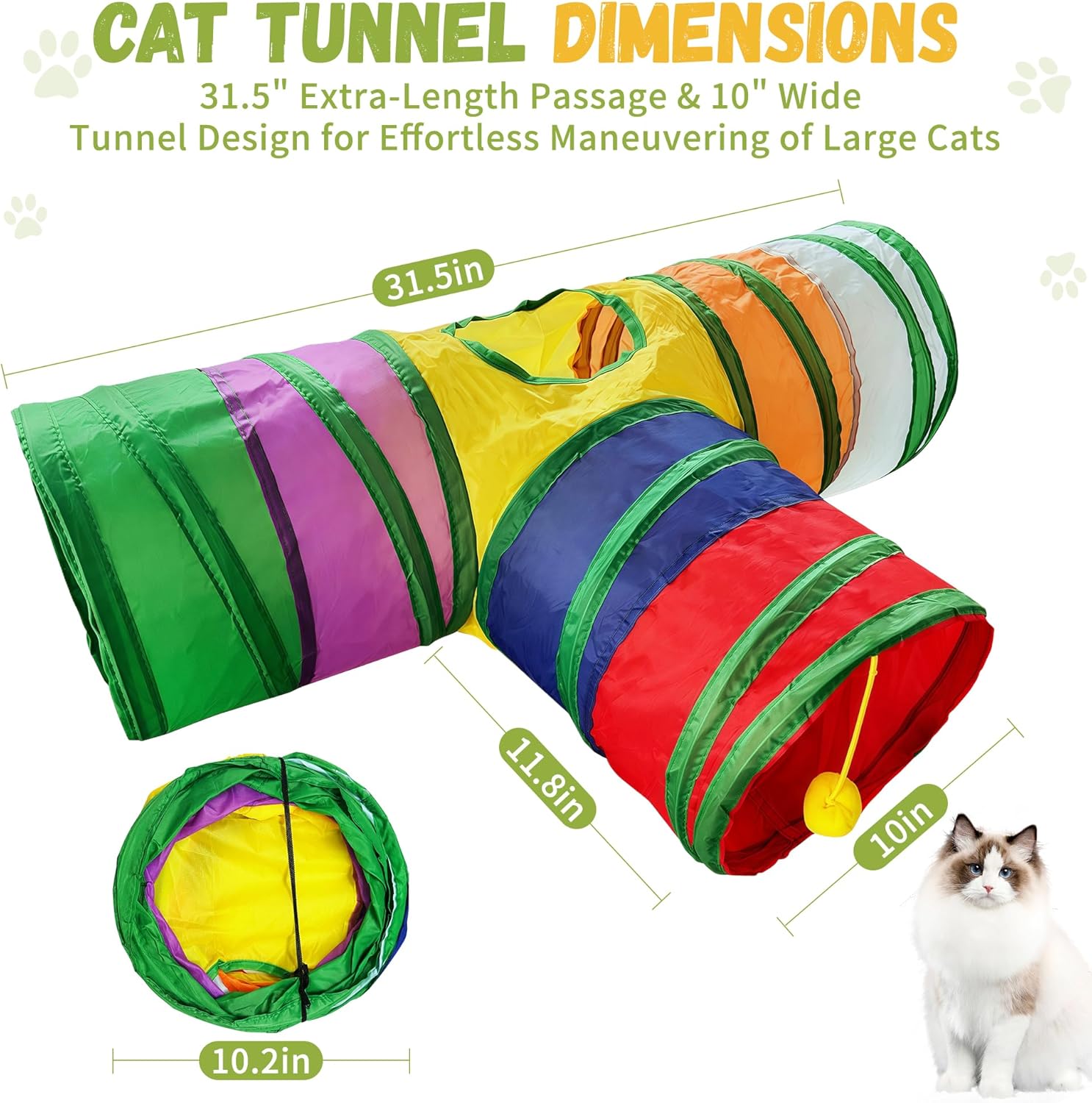 Colorful T-shaped cat tunnel-ineractive-cat-toy-tunnel-t-junction-balls-maze-tear-resistant- foldable