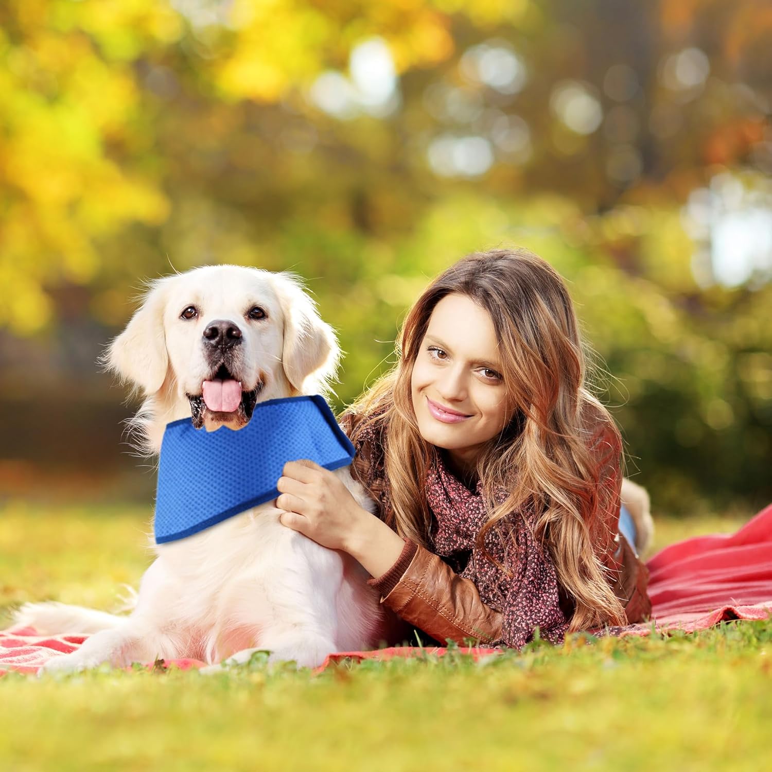 Pet cooling collar offers a quick and effective way to cool your pet in hot weather and prevent overheating. Cooling-gel-pad-breathable material- 8 hours of cooling- foldable-portable-small-medium-large