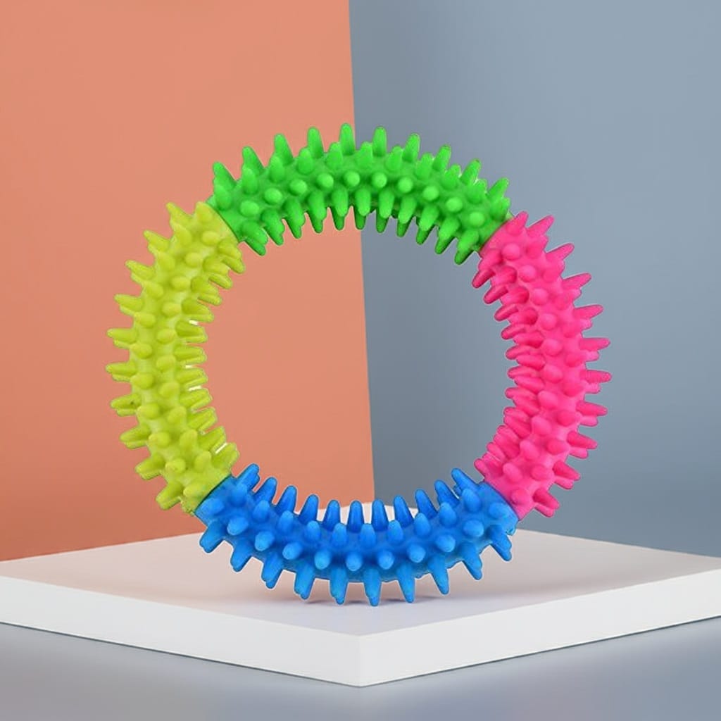 Ring Teether for Dogs-colourful-teething-ring-toy-dogs-training-natural rubber-dental nubs-dental care