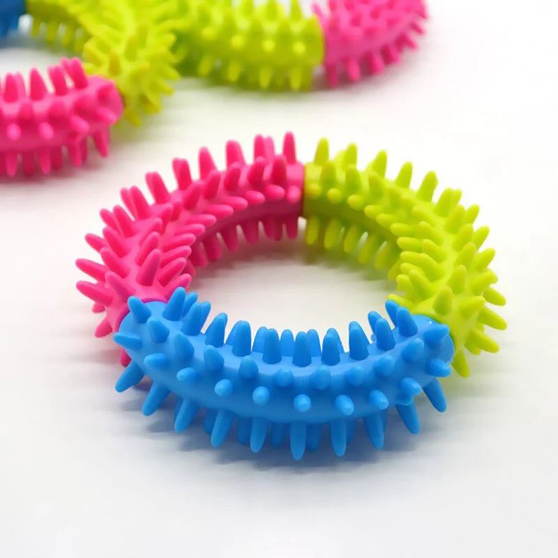 Ring Teether for Dogs-colourful-teething-ring-toy-dogs-training-natural rubber-dental nubs-dental care