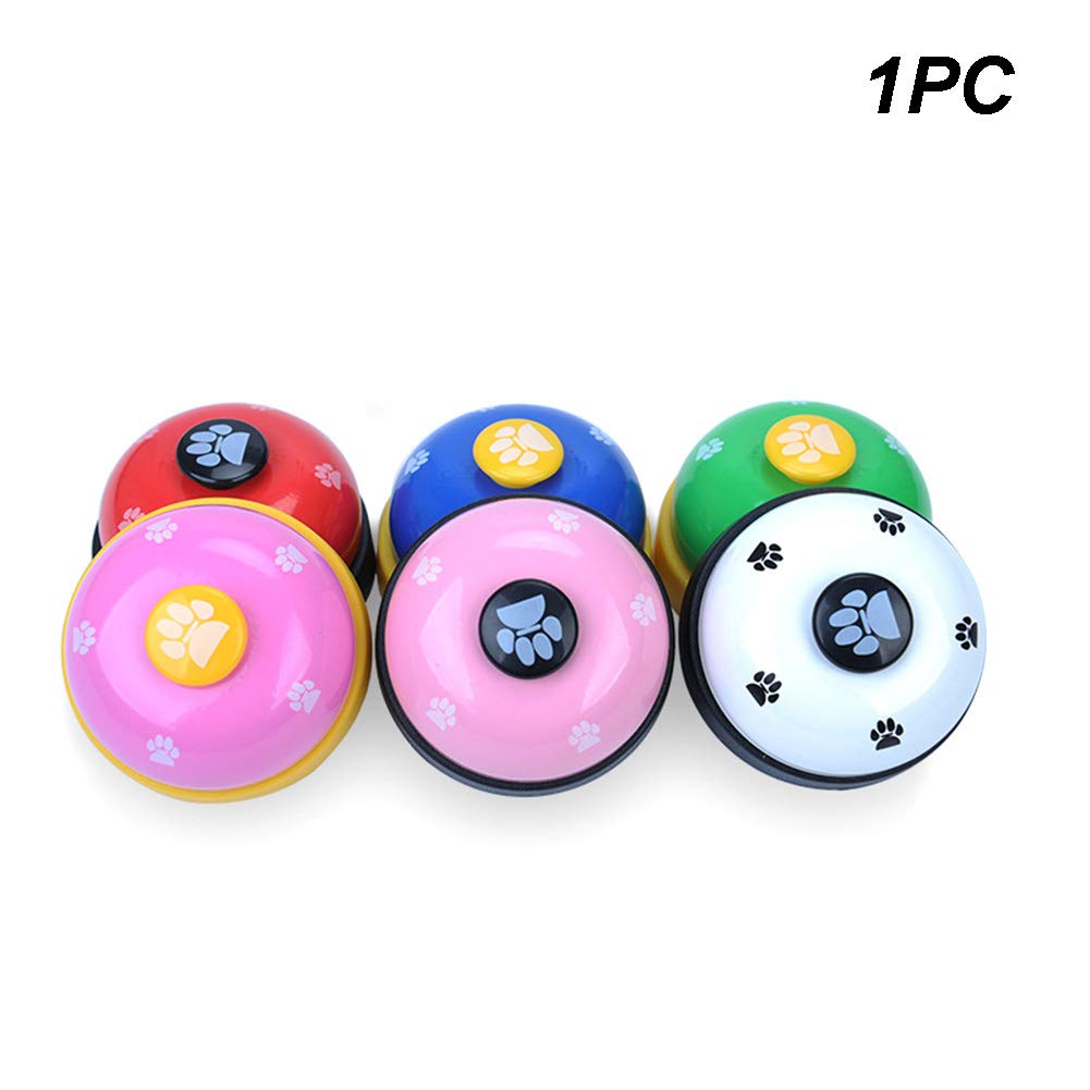 Set of colorful pet bells with paw prints. Pet-training-bell-stainless-steel-interactive-pet-command-control-cat-dog.